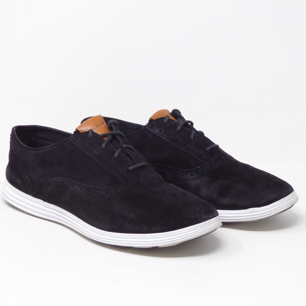 Cole Haan Ella Grand Ox II Womens Oxfords Black Suede Brogue W06110 8.5B